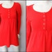 Vtg.60s Red Ribbed Princess Maiden Long Sleeve MOD Sweater Mini Dress.S/M.Bust 34-40.Waist 22-34.Hips 44.