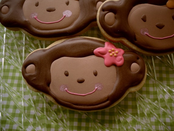 Mod Monkey Cookie Party Favors Little Girl Birthday Pink Flower Il_570xn