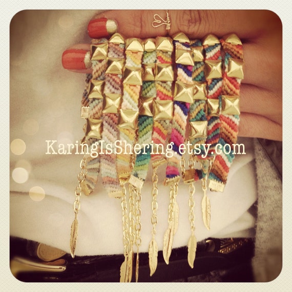Items similar to Diagonal Studded Friendship Bracelets on Etsy