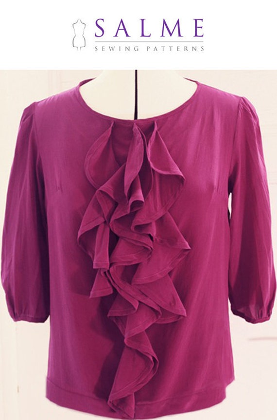 Items similar to PDF Sewing pattern Ruffle blouse on Etsy