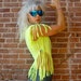 Vintage 80s Day Glo rocker fringe tee