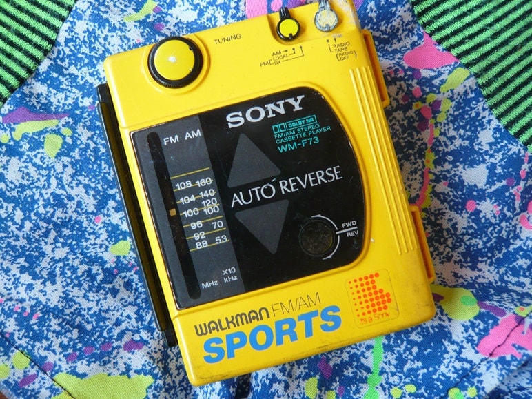 Vtg. Yellow Sony Sports Walkman RARE