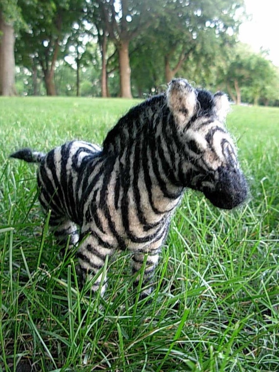 Needle Felted Zebra by RaeStimson on Etsy