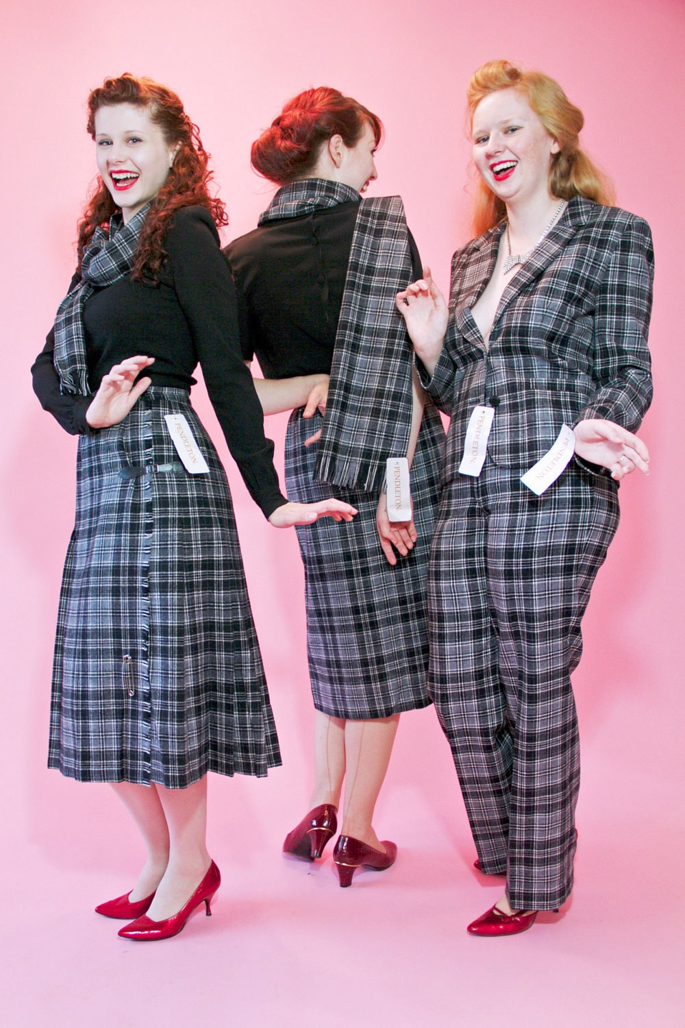 Vintage 1960s Pendleton Plaid Kilt Skirt And Scarf Nwt Fall