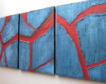 Original Triptych Wall Sculpture Abstract By Wrightsonarts On Etsy