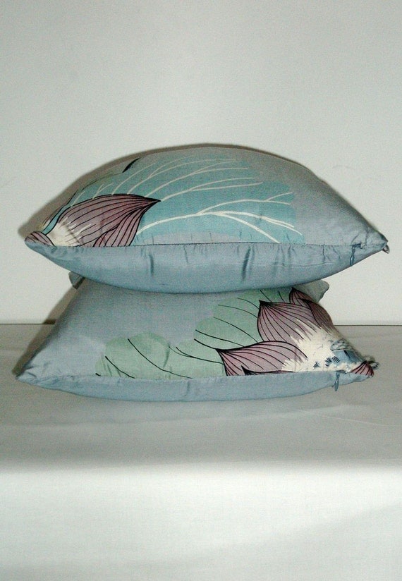 Pair of Jim Thompson Silk Scarf Cushion Covers b