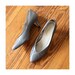 Vintage Battleship Gray Leather High Heels Size 8.5