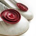 Deep Red leather flower Shoe Clips