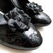 Black leather flower Shoe Clips