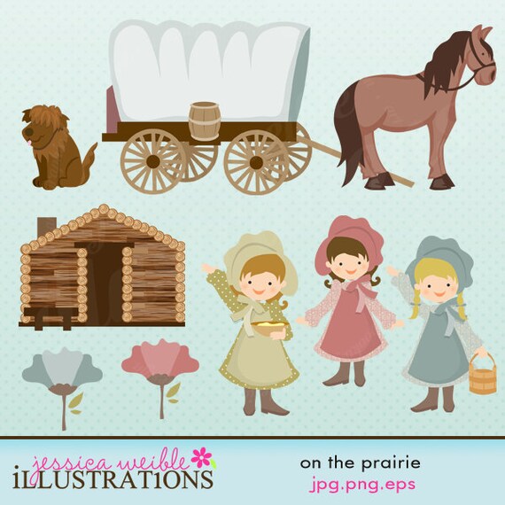 On the Prairie Cute Digital Clipart for Card Design, Scrapbooking, and Web Design Il_570xn