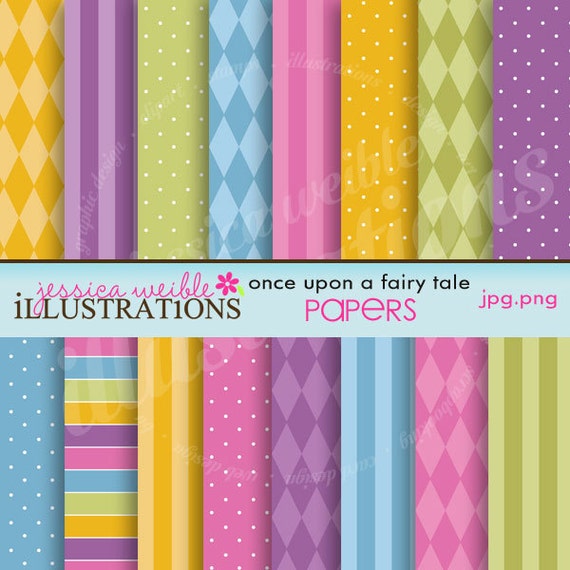 Once Upon a Fairy Tale Cute Digital Backgrounds for Card Design, Scrapbooking, and Web Design Il_570xn