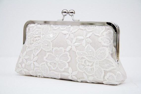 Ivory Lace clutch bag