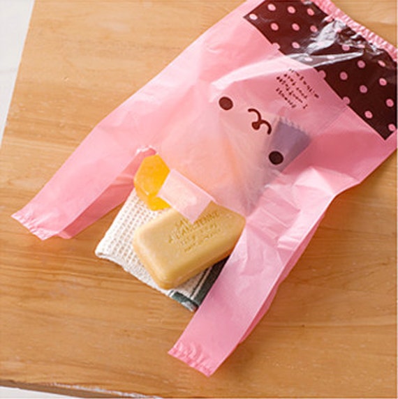 Pink Cute Rabbit Plastic Bag set M 15 bags