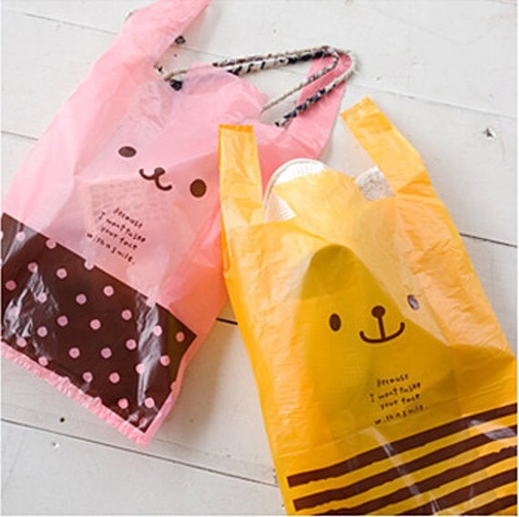 Pink Cute Rabbit Plastic Bag set M 15 bags