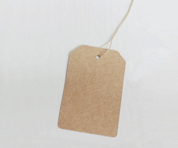 Basic Square Kraft Gift Tag with brown String M by WonderlandRoom