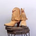 vintage long fringe Zodiac Boots in tan suede