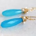 Isabel - Chalcedony Elongated Drops Shape Briolettes, Superb-Finest Quality Freshwater Pearls Gold Fill Wire Wrap