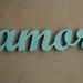 Sale Cyber Monday Recycled Wooden Amor sign in distressed Island Blue