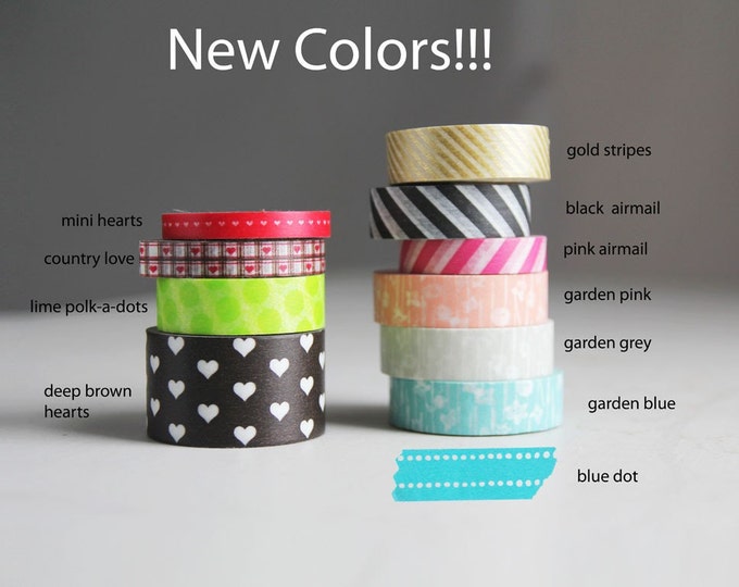 Kraft & Washi Tape EASY WRAPS Set of 10 Your Choice of Colors FITS 4x4x4 box