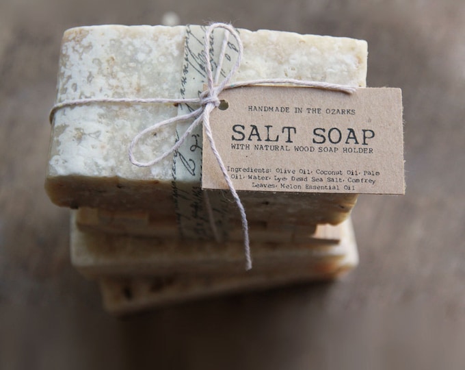 SALT SOAP bar Made In The OZARKS |Luxury Soap, Sea Salt Soap Bar, Detoxifying Soap, Detox Soap, Rustic Gift, Man Gift