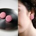 Nickel-Free Fabric Button Earrings - Small Red Gingham