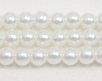 4mm White glass pearls - 16 inch strands Grade AAA 4mm glass pearls