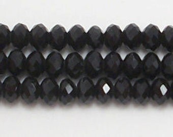 4x6mm Black Crystal Rondelle beads,4x6mm crystal,6mm crystal rondelle,4x6mm glass crystal,6mm Black crystal