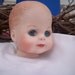 Ceramic Baby Doll Head With Big Blue Eyes and Peach lips