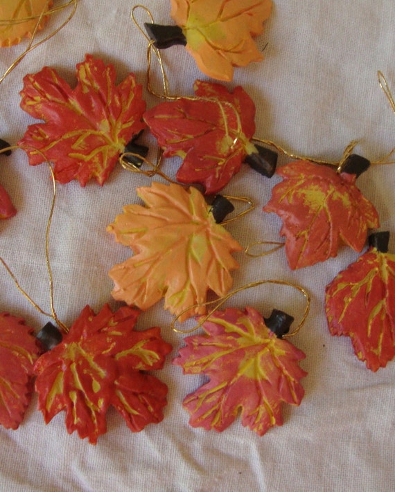 yellow bottle leaves tree brush yellow Country and Fall ornaments Maple style orange mini Fall leaves