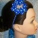 Brown Donkey and Royal Blue and White Dot Flower Headband