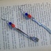 Silver Knife and Fork Red and Blue Sterling Silver Earrings