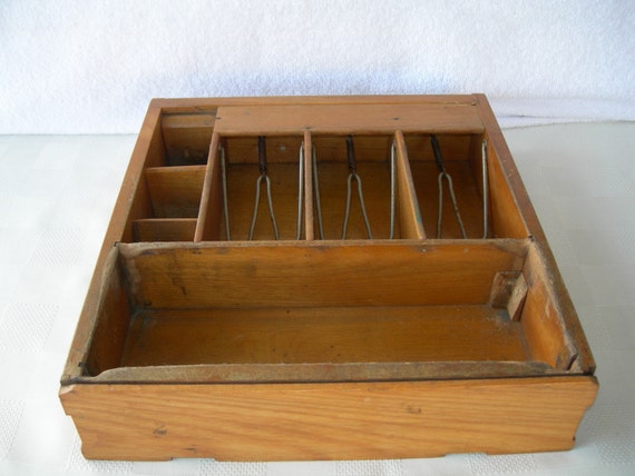 antique wooden under counter five pocket cash drawer