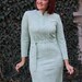 60s mod wiggle dress / mint green asian mandarin collar seafoam green plus size large