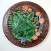 Antique Majolica Plate with Fern and Sorrel Leaf Flowers