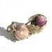 Vintage Two Tone Gold Leaf and Purple Gem Brooch // Victorian Era