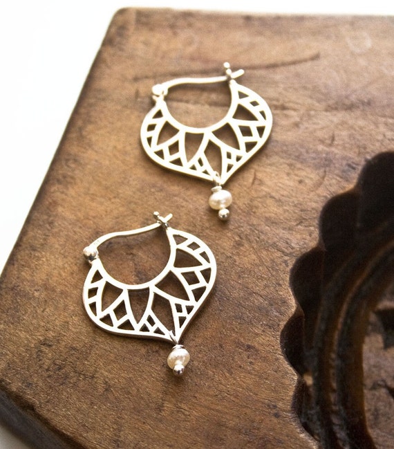 Egyptian Earrings Sterling Silver Earrings Silver Hoop