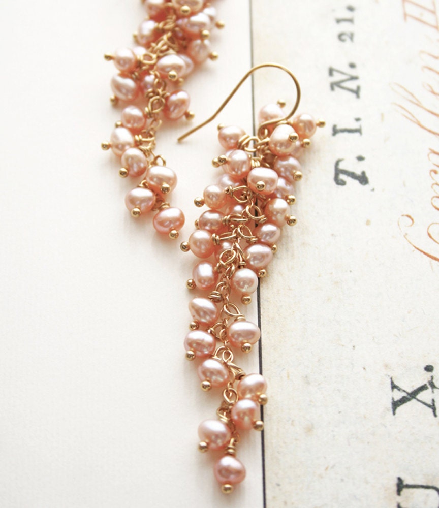 Pink Pearl Earrings Bridal Jewelry Blush Earrings