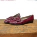 SALE vintage loafers size 6 / leather slip on shoes / burgundy red / kiltie fringe / euro size 36.5