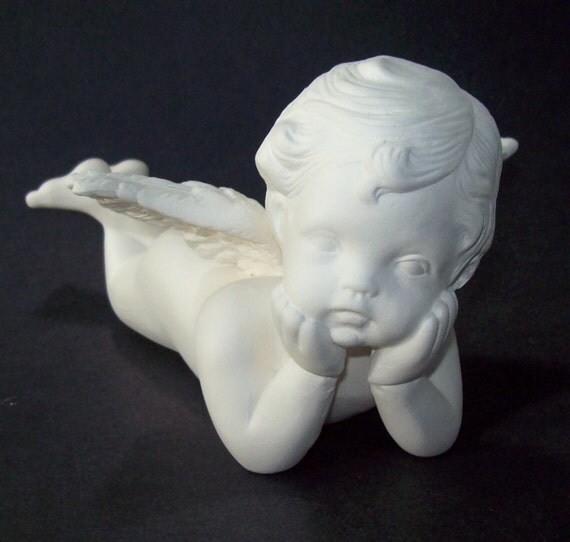 Cupid Cherub Unpainted  Ceramic  Bisque 