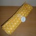 Brush roll/Travel accessory holds 16 brushes with extra zipped pocket in retro yellow/lemon polka dots