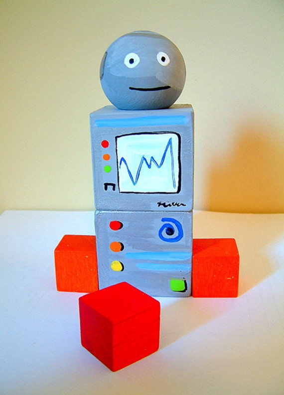 Wooden Robot Block Set Create Your Own Bot