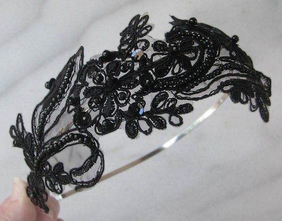 black lace headpiece