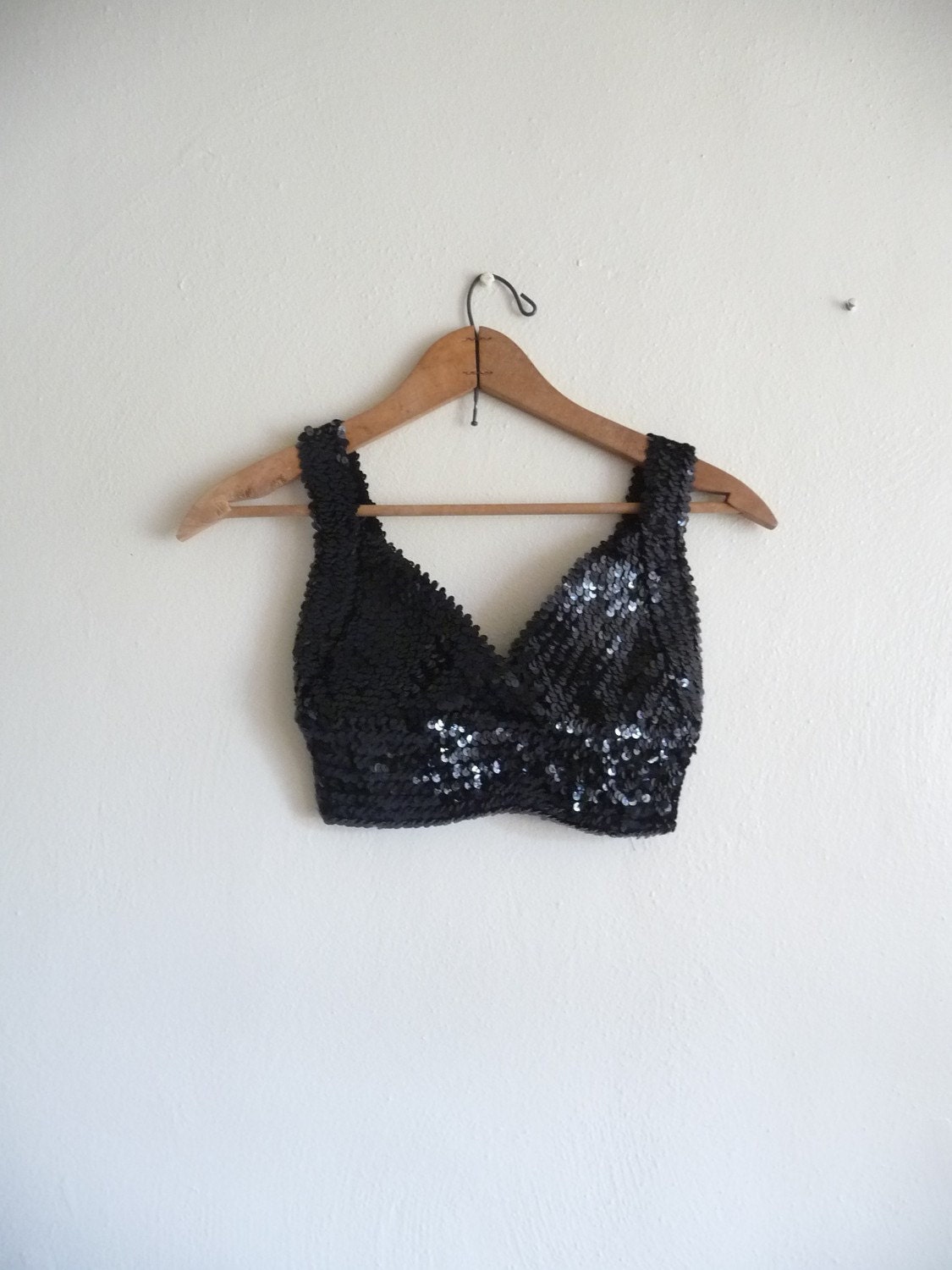 black sequin bralette top