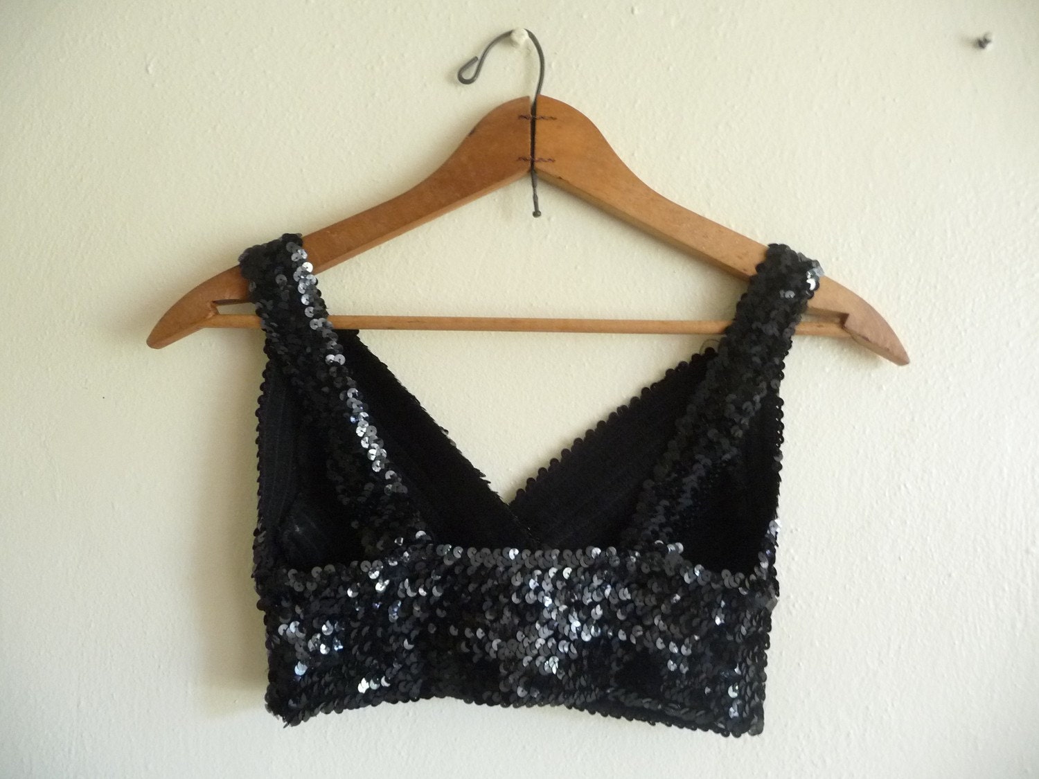 black sequin bralette top