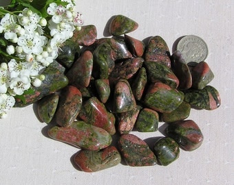 10 Unakite Crystal Tumblestones, Green Crystals, Crystal Collection, Chakra Crystals, Meditation Stone, Third Eye Crystals, Scrying