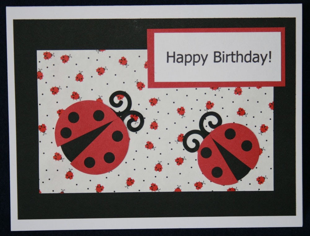 Ladybug Happy Birthday Card by ohmystarsproductions on Etsy