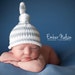 Knit Baby Hat, Newborn, Hand Knitted Striped Infant Cap, U Choose Colors, Photography Prop, Elf Top Knot Beanie, All Sizes