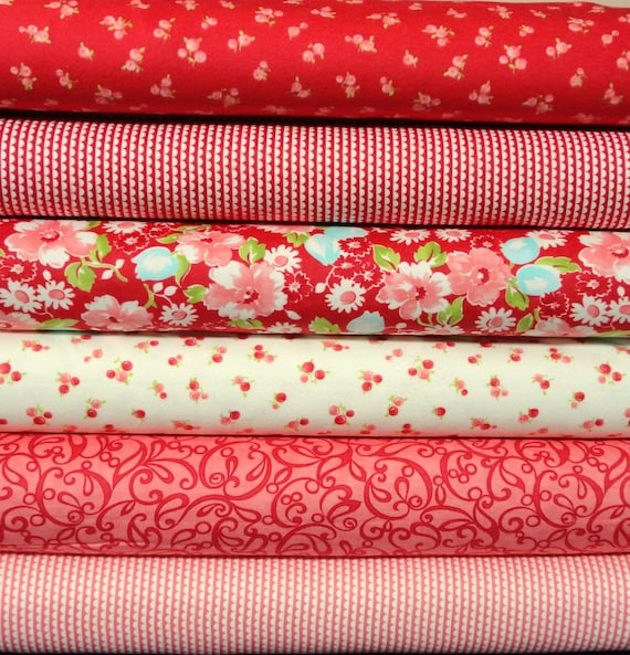 Items similar to Ruby Moda Flannel Fabric Half Yard Bundle Red on Etsy