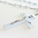 Italian Vintage oval teal light blue beads Crucifix Rosary Religious necklace with plastic and metal Crucifix