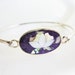 vintage ALPACA silver bracelet with purple flower and abalone inlay
